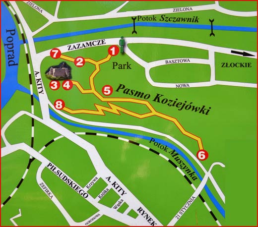 mapa park baszta muszyna