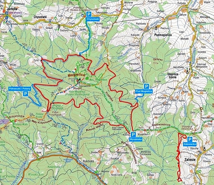 Trasa narciarska Mogielica - mapa wydawnictwa Compass
