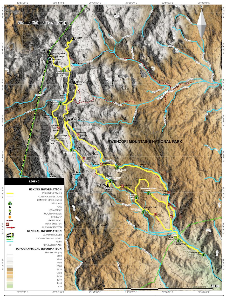 Mapa Rwenzori Trekking Services
