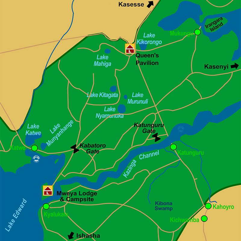 Queen Elisabeth National Park Map